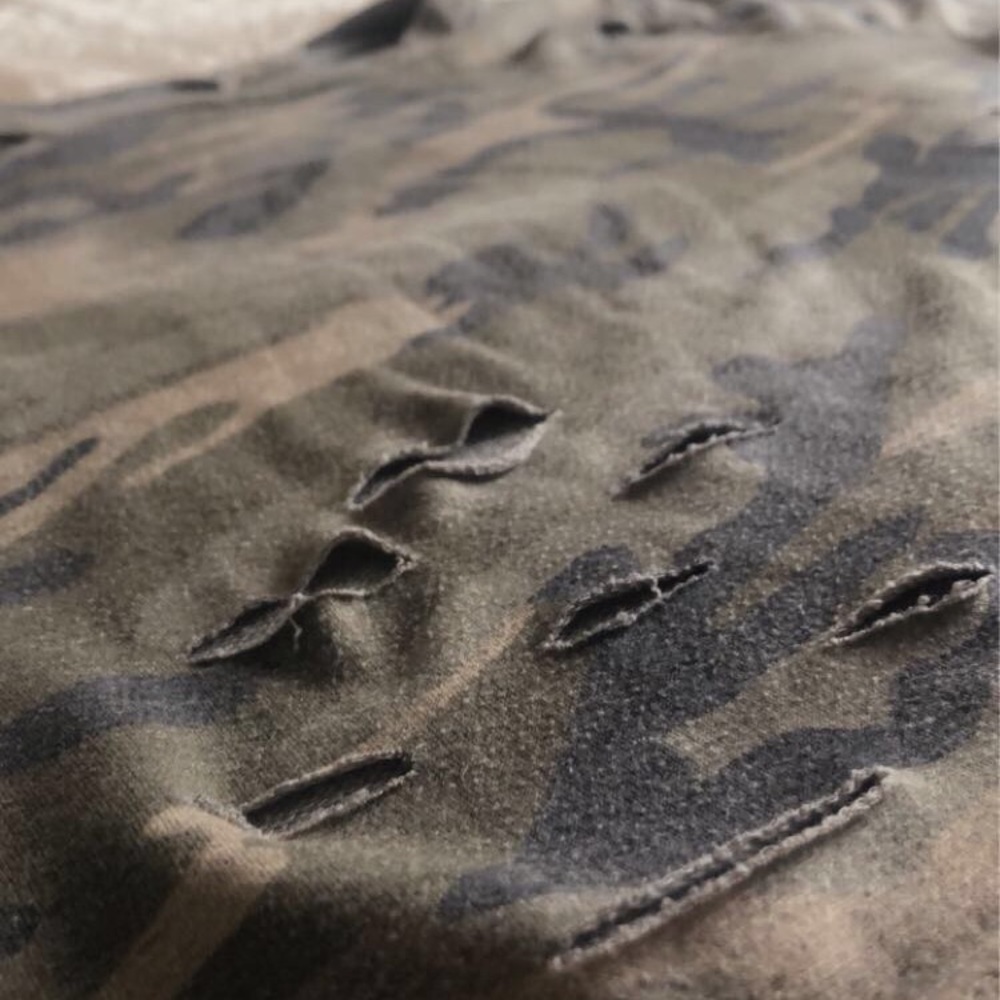 Cropped Camo Ripped Top